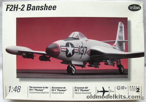 Testors 1/48 McDonnel F2H-2 Banshee - Factory Flight Test Aircraft St. Louis MO 1949 / US Navy Reserve Oakland CA 1957-59 - (F2H2), 522 plastic model kit